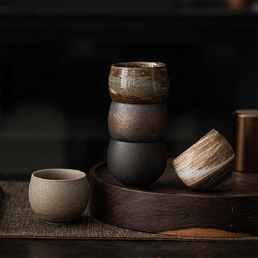 Japanese Pottery - Tazza da tè in gres fatta